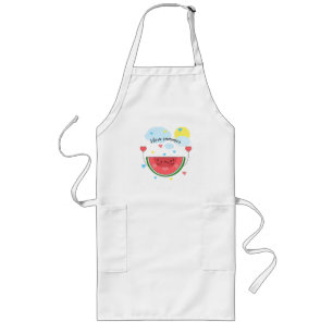 Watermelon slice, text, "I love summer" Long Apron