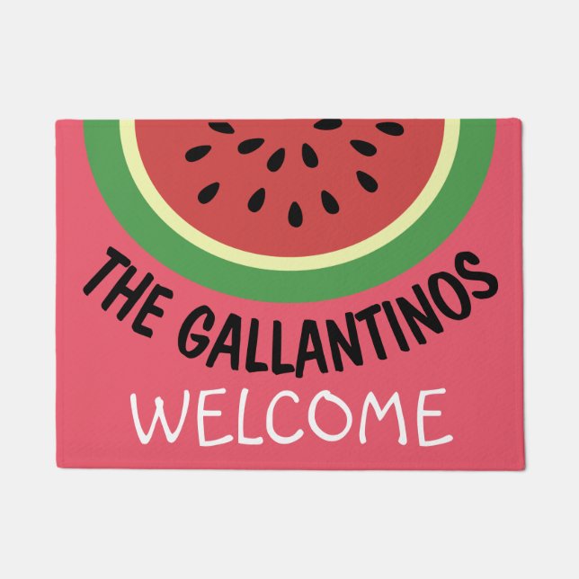 Watermelon Slice Welcome Doormat Personalised Name (Front)