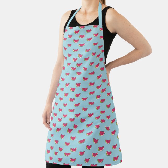 Watermelon Slices on Teal Pattern Apron (Insitu)