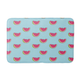 Watermelon Slices on Teal Pattern Bath Mat