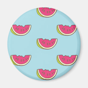 Watermelon Slices on Teal Pattern Magnet