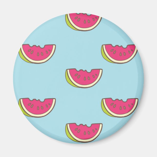 Watermelon Slices on Teal Pattern Magnet (Front)