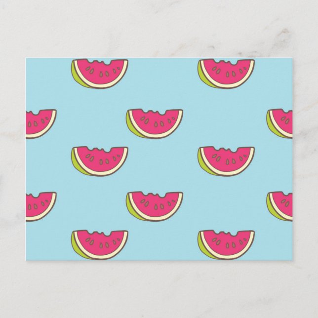 Watermelon Slices on Teal Pattern Postcard (Front)