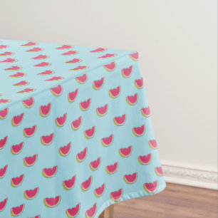 Watermelon Slices on Teal Pattern Tablecloth