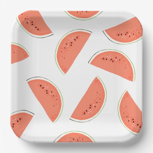 Watermelon Slices  Paper Plate (Front)