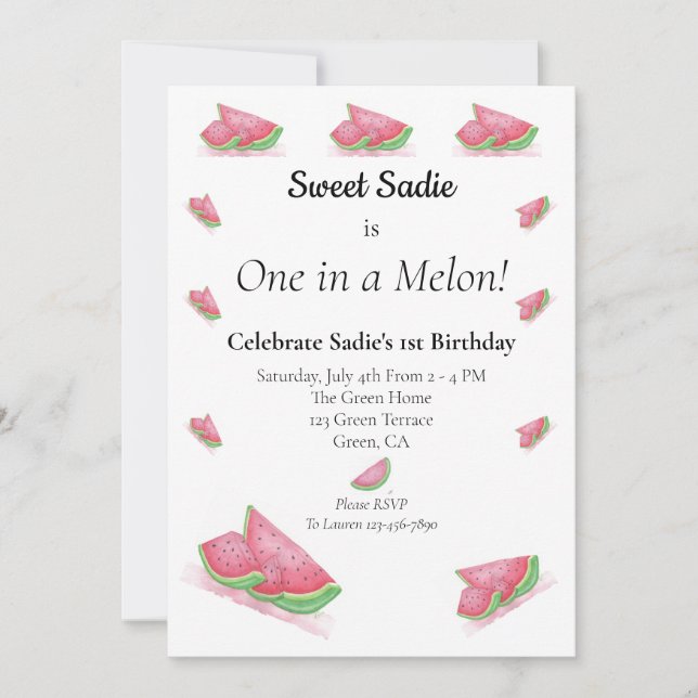 Watermelon Slices Party Invite (Front)
