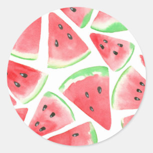 Watermelon slices pattern classic round sticker