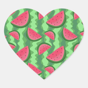 Watermelon Slices Pattern Heart Sticker