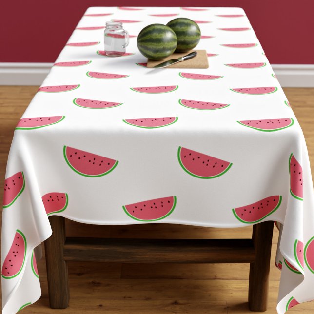 Watermelon Slices Pattern Pink and White Summer Tablecloth (🍉 Gather your friends and family, and have some fun in the sun! 🍉)