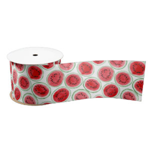 Watermelon slices pattern satin ribbon