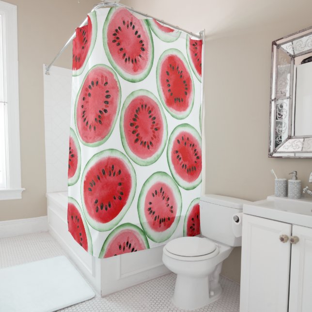 Watermelon slices pattern shower curtain (In Situ)