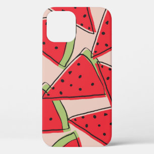 Watermelon Slices Pink Background Pattern iPhone 12 Case
