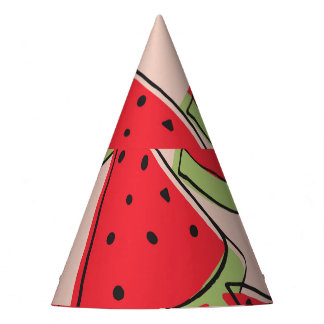 Watermelon Slices Pink Background Pattern Party Hat