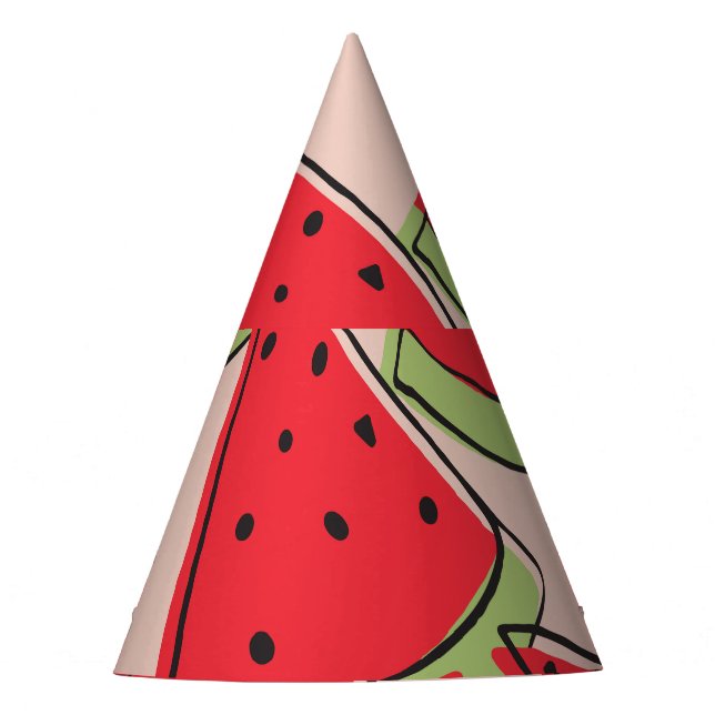Watermelon Slices Pink Background Pattern Party Hat (Front)