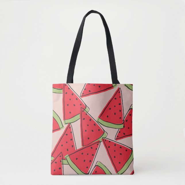 Watermelon Slices Pink Background Pattern Tote Bag (Front)