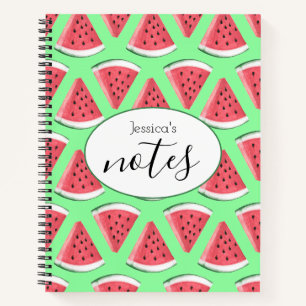 Watermelon Slices Pink Green Summer Fruit Notebook