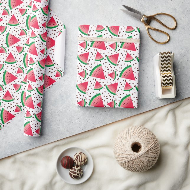 Watermelon Slices Seeds Cool Fruit Pattern Wrapping Paper (Crafts)