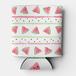 Watermelon Slices: Watercolor Striped Seamless Can Cooler