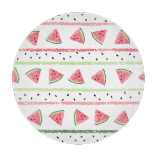 Watermelon Slices: Watercolor Striped Seamless Cutting Board