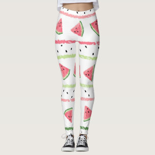 Watermelon Slices: Watercolor Striped Seamless Leggings