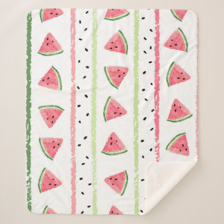 Watermelon Slices: Watercolor Striped Seamless Sherpa Blanket