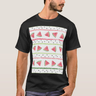 Watermelon Slices: Watercolor Striped Seamless T-Shirt