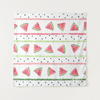 Watermelon Slices: Watercolor Striped Seamless Tapestry