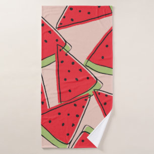 watermelon slices with pink background seamless pa bath towel