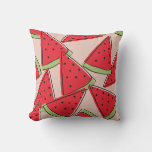 watermelon slices with pink background seamless pa cushion