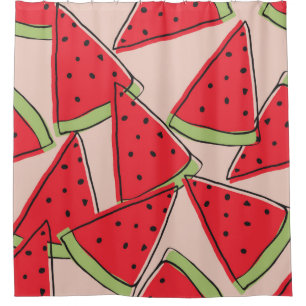watermelon slices with pink background seamless pa shower curtain