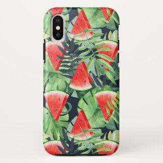 Watermelon slices with tropical leaves Case-Mate iPhone case