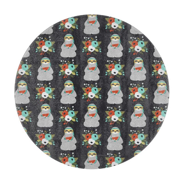 Watermelon Sloth Pattern Cutting Board (Front)