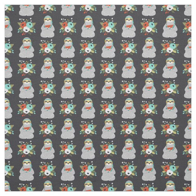 Watermelon Sloth Pattern Fabric (Swatch)
