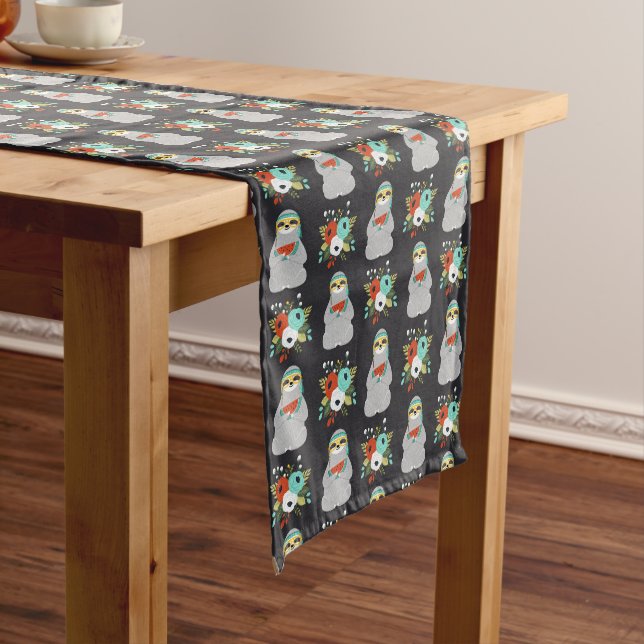 Watermelon Sloth Pattern Short Table Runner (In Situ)