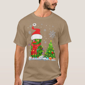 Watermelon Snowman Christmas Light Santa Hat Xmas  T-Shirt