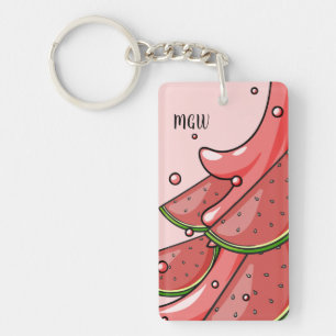 Watermelon Splash custom monogram key chain