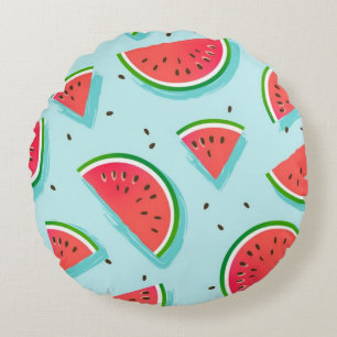 Watermelon Splash Round Cushion
