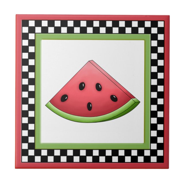 Watermelon Square Chequerboard Tiles & Trivets (Front)