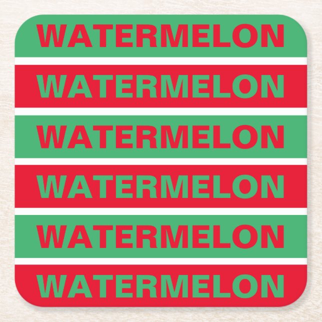 Watermelon  square paper coaster (Front)