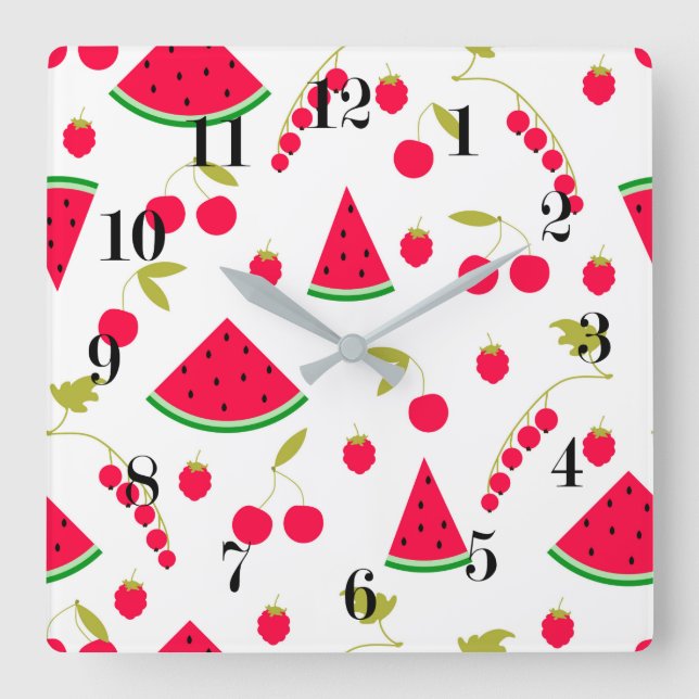 Watermelon Square Wall Clock (Front)