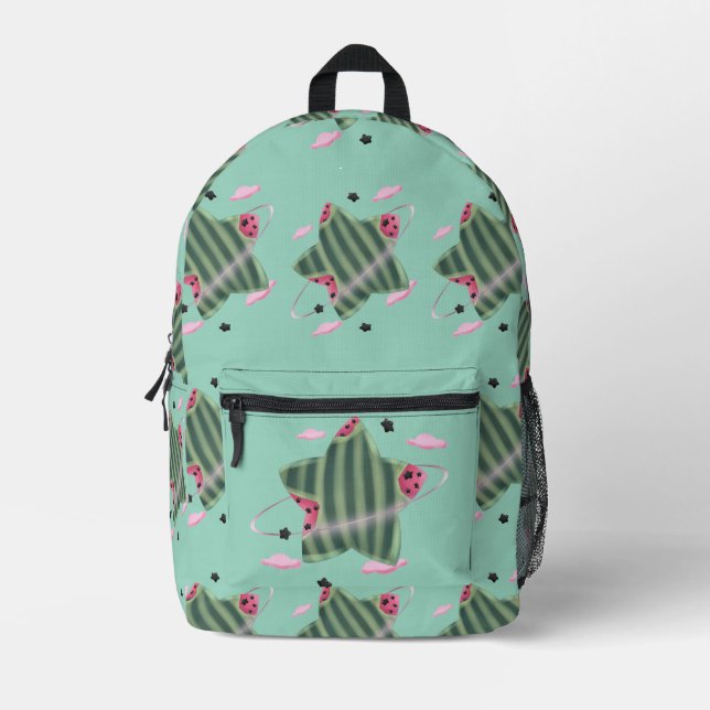 Watermelon Star Planet Printed Backpack (Front)