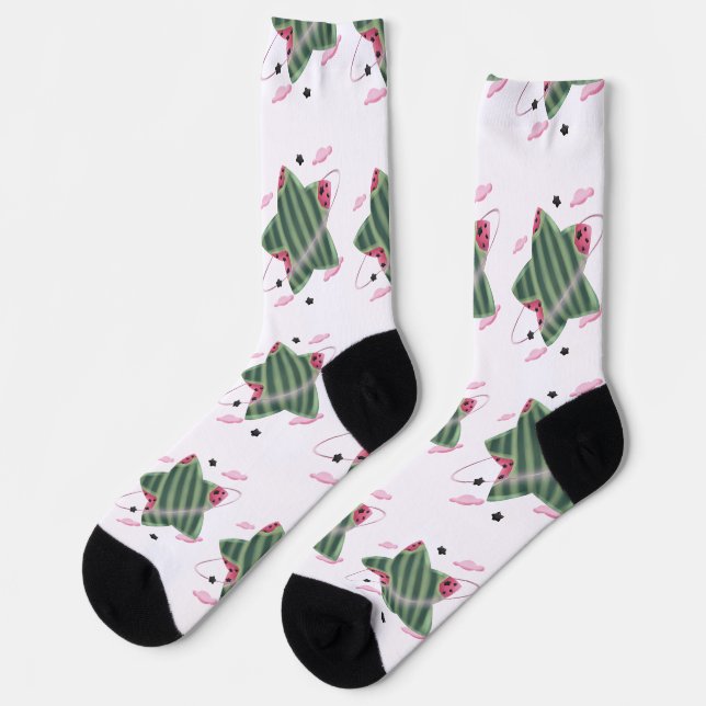 Watermelon Star Planet Socks (Left)