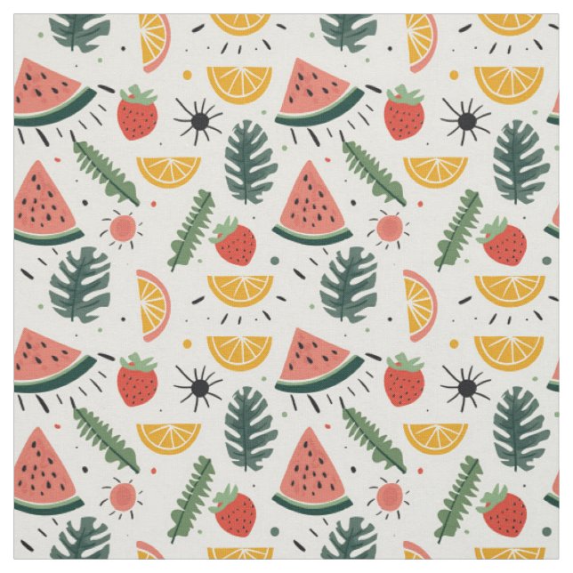 Watermelon, Strawberry & Orange Pattern Fabric (Swatch)