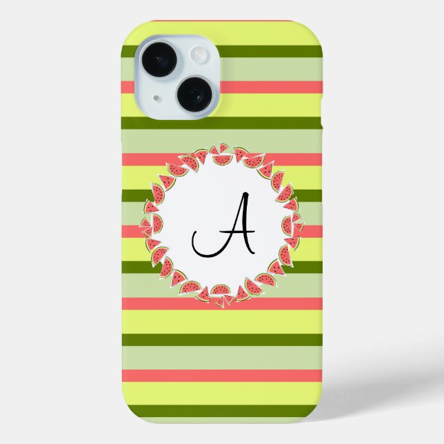 Watermelon Stripe Classic 'Monogram' iPhone case (Back)