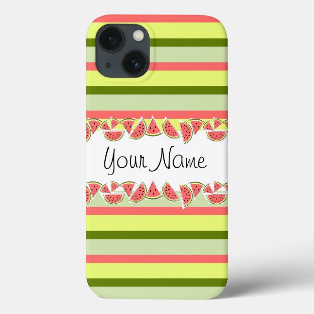 Watermelon Stripe Classic Name iPad case (Back)