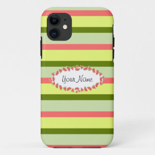 Watermelon Stripe Classic oval 'Name' Case-Mate iPhone Case