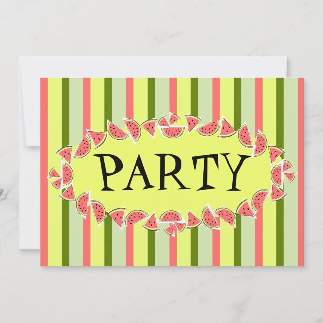 Watermelon Stripe Classic Party invitation (Front)