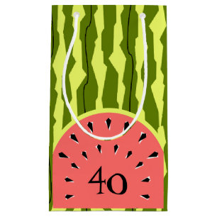 Watermelon Stripe Pink Age 40 Small Gift Bag