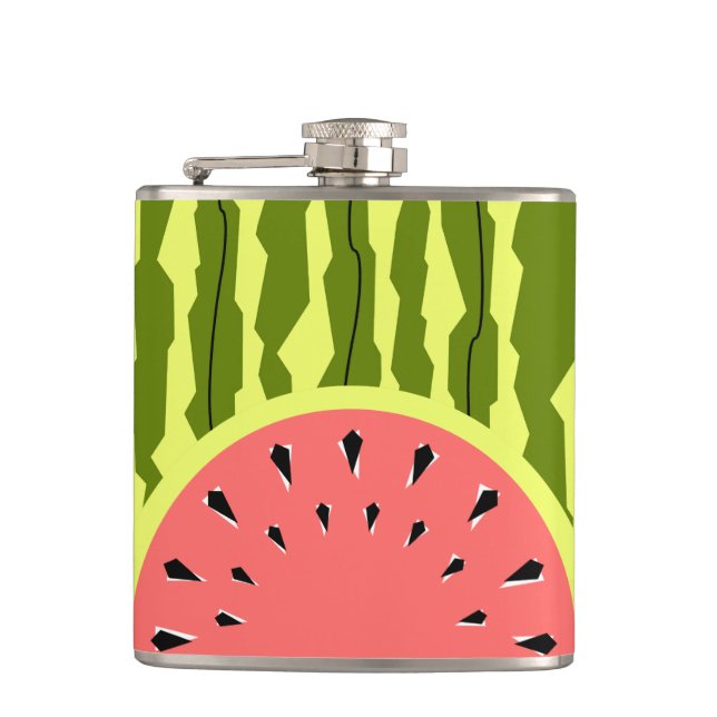 Watermelon Stripe Pink Hip Flask (Front)