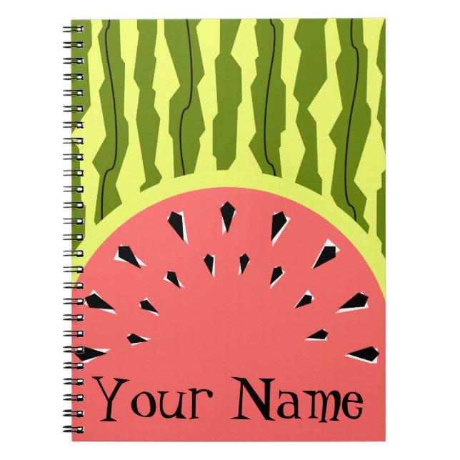 Watermelon Stripe Pink Name Notebook (Front)